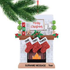 Merry Christmas Fireplace Ornament - 3 Figures