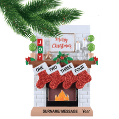 Merry Christmas Fireplace Ornament - 4 Figures