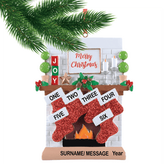 Merry Christmas Fireplace Ornament - 6 Figures