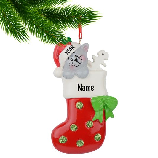 Cat in Stocking Ornament