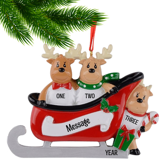 Reindeer Family in Sleigh – Three Figures
