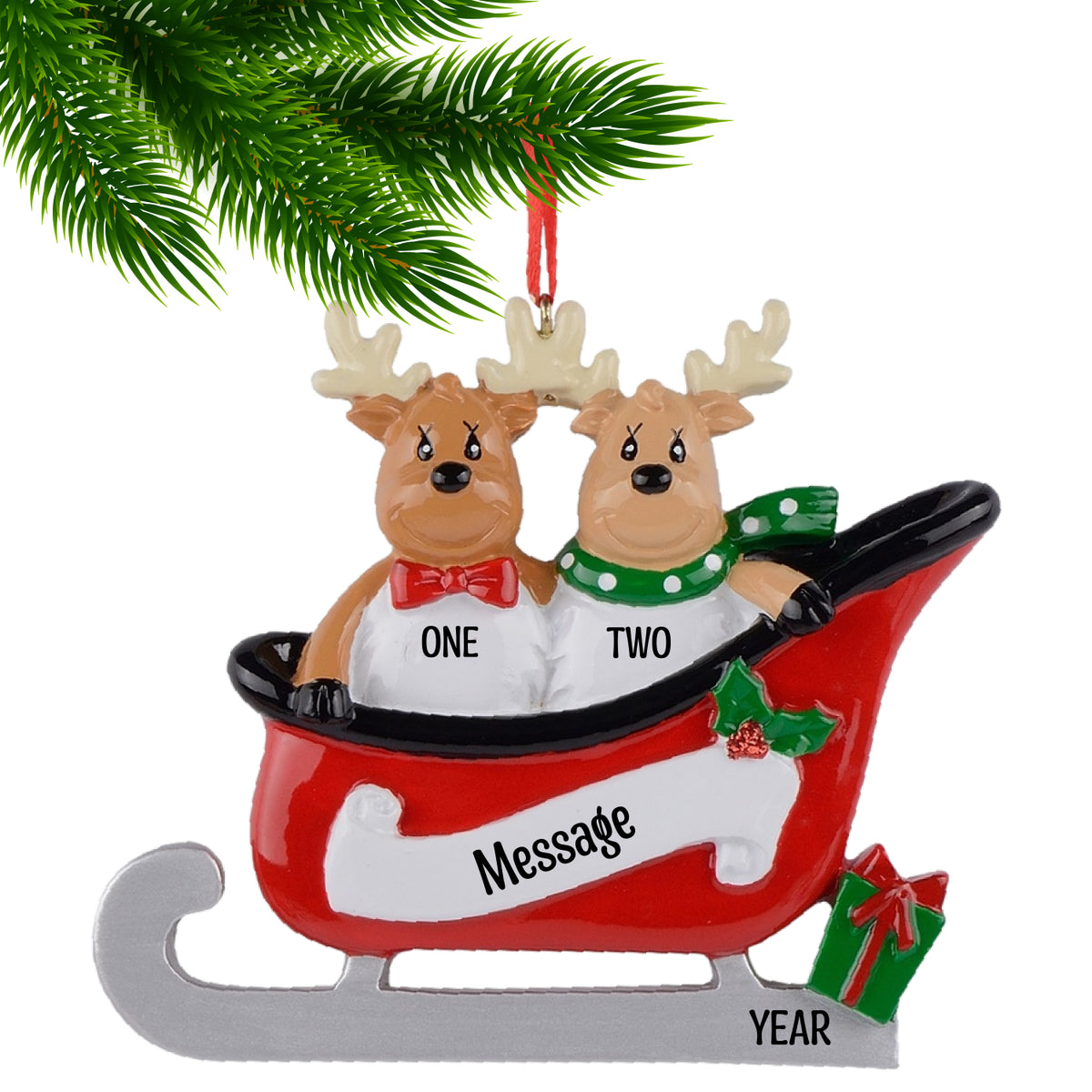 Reindeer Couple in Sleigh