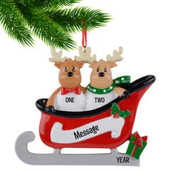 Reindeer Couple in Sleigh