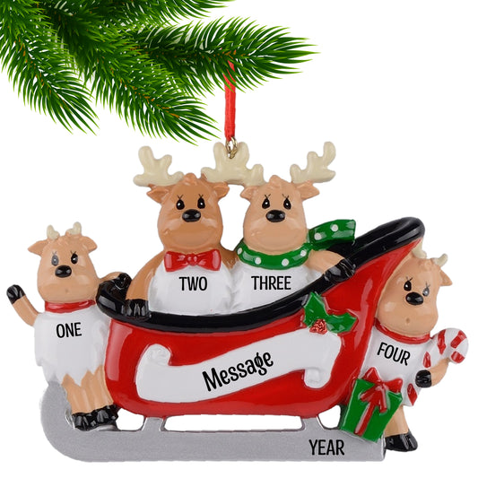 Reindeer Family in Sleigh – Four Figures