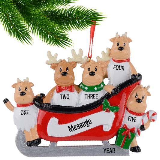Reindeer Family in Sleigh – Five Figures