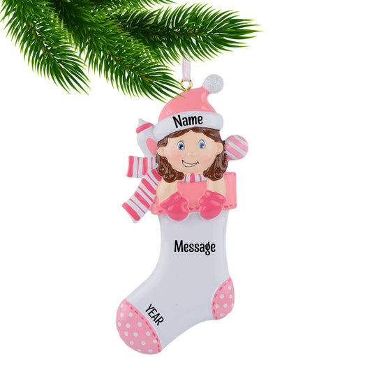 Baby Girl in Stocking Ornament
